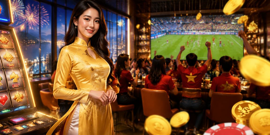 Trò chơi slot game tại Vũng Tàu với người mẫu mặc áo dài